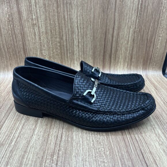 Donald J. Pliner Dannie Woven Black Leather Horsebit Loafer Mens size 13 M - Picture 1 of 8